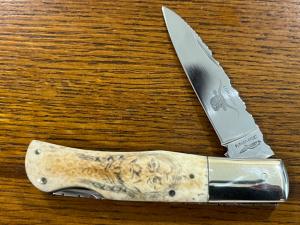 Don Seal Customized Parker-Frost Longhorn Lockback Folding Knife w/Smooth Bone Scales Japan