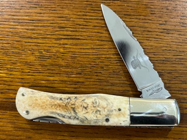 Don Seal Customized Parker-Frost Longhorn Lockback Folding Knife w/Smooth Bone Scales Japan Don Seal Customized Parker-Frost Longhorn Lockback Folding Knife w/Smooth Bone Scales Japan