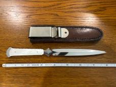 Parker Cut. Co. 8" Dagger w/Mother of Pearl Scales w/Sheath Japan