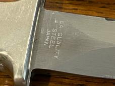 National Blade 6 1/2" Spear Point Excalibur Knife w/Scrimshaw Scales Japan National Blade 6 1/2" Spear Point Excalibur Knife w/Scrimshaw Scales Japan