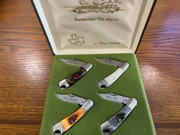 Frost Cutlery "Alamo Trappers" Limited Edition Matched 4-Knife Set SN#1596 Frost Cutlery "Alamo Trappers" Limited Edition Matched 4-Knife Set SN#1596