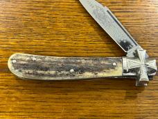 Fight'n Rooster Hazard "Shine Hauler" Single Blade Trapper Folding Knife w/Stag Scales SN#243 German Fight'n Rooster Hazard "Shine Hauler" Single Blade Trapper Folding Knife w/Stag Scales SN#243 German