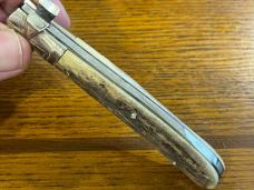 Fight'n Rooster Hazard "Shine Hauler" Single Blade Trapper Folding Knife w/Stag Scales SN#243 German Fight'n Rooster Hazard "Shine Hauler" Single Blade Trapper Folding Knife w/Stag Scales SN#243 German