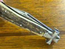 Fight'n Rooster Hazard "Shine Hauler" Single Blade Trapper Folding Knife w/Stag Scales SN#243 German Fight'n Rooster Hazard "Shine Hauler" Single Blade Trapper Folding Knife w/Stag Scales SN#243 German