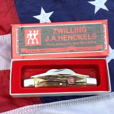 J A Henckels Congress Knife w/ Sweet Stag Handles - NOS in Orig Box