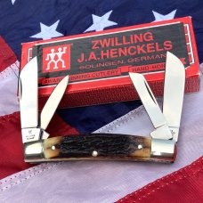 J A Henckels Congress Knife w/ Sweet Stag Handles - NOS in Orig Box