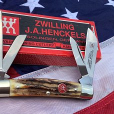 J A Henckels Congress Knife w/ Sweet Stag Handles - NOS in Orig Box