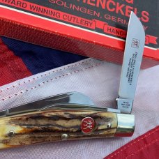 J A Henckels Congress Knife w/ Sweet Stag Handles - NOS in Orig Box