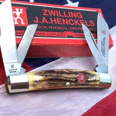 J A Henckels Congress Knife w/ Sweet Stag Handles - NOS in Orig Box