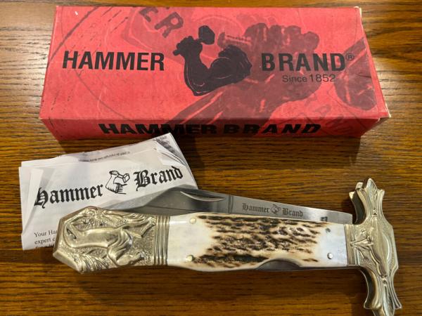 Taylor Brands Hammer Brand HB1 Lockback Folding Knife w/Stag Scales 