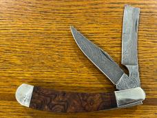 Thompson Center Arms TC No. 1 Trapper w/Damascus Clip Point & Razor Blades & Burled Wood Scales