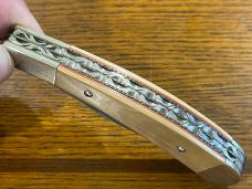 Thompson Center Arms TC No. 1 Ltd Ed Trapper w/Damascus Clip Point & Razor Blades & Mastodon Scales Thompson Center Arms TC No. 1 Ltd Ed Trapper w/Damascus Clip Point & Razor Blades & Mastodon Scales