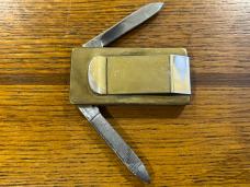 National Blade Money Clip Folding Knife w/Scrimshaw Saling Ship & Lighthouse Scale Japan National Blade Money Clip Folding Knife w/Scrimshaw Saling Ship & Lighthouse Scale Japan