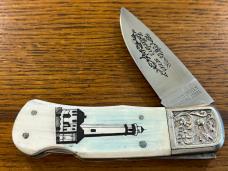 Spouting Whale F&F Inc. CS-47 Scrimshaw Alcatraz Lighthouse Lockback Folding Knife SN#491 Japan Spouting Whale F&F Inc. CS-47 Scrimshaw Alcatraz Lighthouse Lockback Folding Knife SN#491 Japan