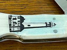 Spouting Whale F&F Inc. CS-47 Scrimshaw Alcatraz Lighthouse Lockback Folding Knife SN#491 Japan Spouting Whale F&F Inc. CS-47 Scrimshaw Alcatraz Lighthouse Lockback Folding Knife SN#491 Japan