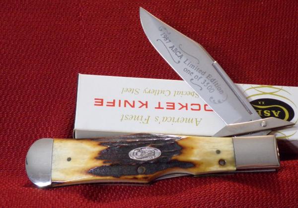 CASE XX 51050L SAB LARGE GENUINE STAG SWINGGUARD LOCKBACK FOLDING HUNTER ( M.O. OR CHECK )1987