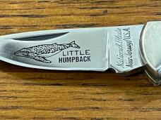 National Blade Little Humpback Scrimshaw Lockback Folding Knife Japan National Blade Little Humpback Scrimshaw Lockback Folding Knife Japan