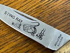 National Blade Scrimshaw Sting Ray Drop Point Lockback Folding Knife Japan National Blade Scrimshaw Sting Ray Drop Point Lockback Folding Knife Japan