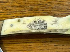 National Blade Scrimshaw Sting Ray Drop Point Lockback Folding Knife Japan National Blade Scrimshaw Sting Ray Drop Point Lockback Folding Knife Japan