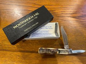 I*XL Wolstenholm 2-Blade Barlow Folding Knife w/Stag Scales England