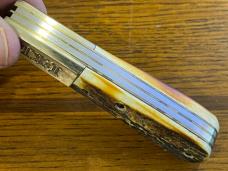 I*XL Wolstenholm 2-Blade Barlow Folding Knife w/Stag Scales England