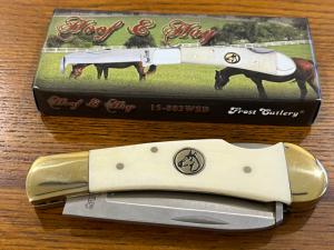 Frost Hoof & Hay Folding Knife, 2.625in, Stainless Blade, White Smooth Bone Handle 15-883WSB