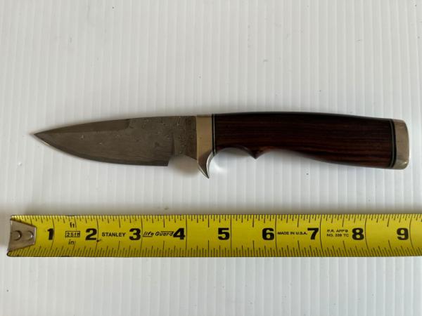 Parker Custom Series Drop Point Hunting Knife w/Damascus Blade Hand Made by DAM Japan Parker Custom Series Drop Point Hunting Knife w/Damascus Blade Hand Made by DAM Japan