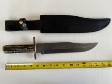 Parker-Edwards Randall Gilbreath Bowie Knife w/Damascus Blade & Stag Handle SN#579 Parker-Edwards Randall Gilbreath Bowie Knife w/Damascus Blade & Stag Handle SN#579