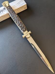  NIB 11"- 28cm Stag Horn A.G.A. Campolin Maltese lockback auto