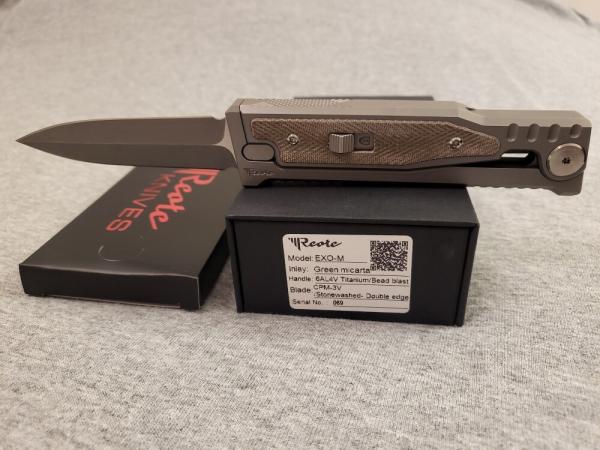 *NIB* REATE EXO-M GRAVITY OTF KNIFE w/GREEN MICARTA TITANIUM HANDLE
