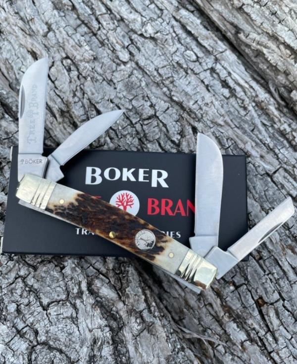 TREE BRAND BOKER ** STAG 1095 CARBON 4 BLADE CONGRESS