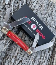 TREE BRAND BOKER ** SMOOTH RED BONE 1095 CARBON 4 BLADE CONGRESS