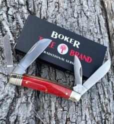 TREE BRAND BOKER ** SMOOTH RED BONE 1095 CARBON 4 BLADE CONGRESS