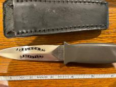 Parker Cut. Co. Black Beauty Double Edge Dagger w/Boot Clip Leather Sheath and Box Japan