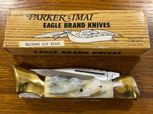 Parker-IMAI K267 Lockback Folding Knife w/Carved Smooth Bone Scales Japan