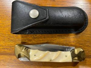 Parker-IMAI K-250 Lockback Knife w/Sculpted Smooth Bone Scales Japan 