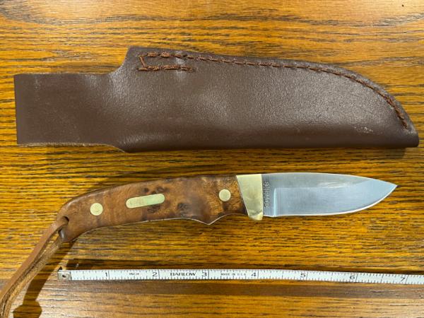 Schrade 6 7/8" Drop Point Old Timer PH2W Knife w/Burled Ironwood Scales