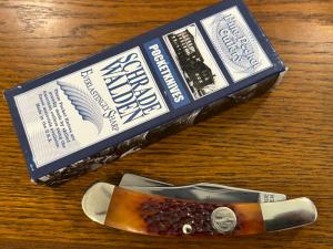 Schrade Walden SWAJB50 Amber Bone Razor Trapper Folding Knife w/Amber Bone Scales