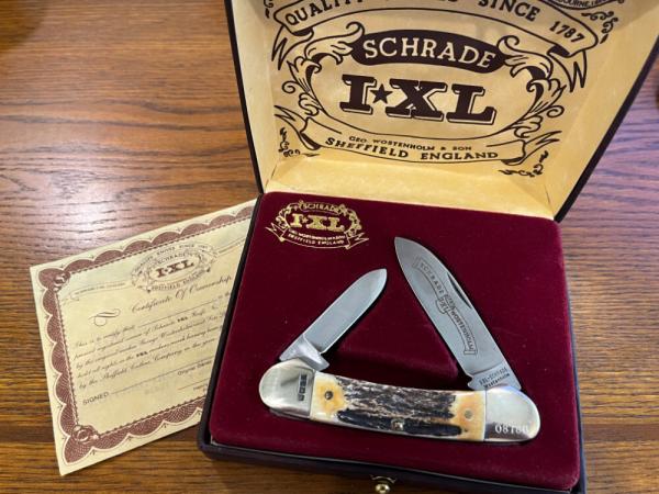 Schrade I*XL Wostenholm Canoe Folding Knife w/Burnt Stag Scales SN#08786 England 