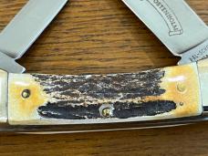 Schrade I*XL Wostenholm Canoe Folding Knife w/Burnt Stag Scales SN#08786 England 