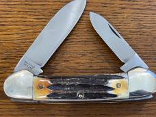 Schrade I*XL Wostenholm Canoe Folding Knife w/Burnt Stag Scales SN#08786 England 