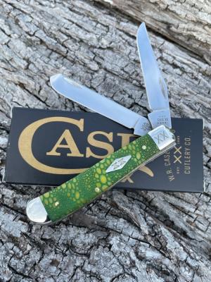 CASE XX ** SFO 2023 YELLOW GREEN EDITION BONE LIZARD SKIN DIAMOND SHIELD MINI TRAPPER