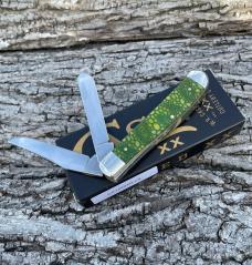 CASE XX ** SFO 2023 YELLOW GREEN EDITION BONE LIZARD SKIN DIAMOND SHIELD MINI TRAPPER
