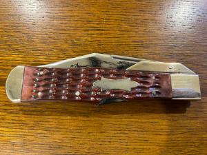 Star 3340 "Old Soldier" Swing-Guard Lockback Folding Knife w/ Jigged Purple Bone Scales