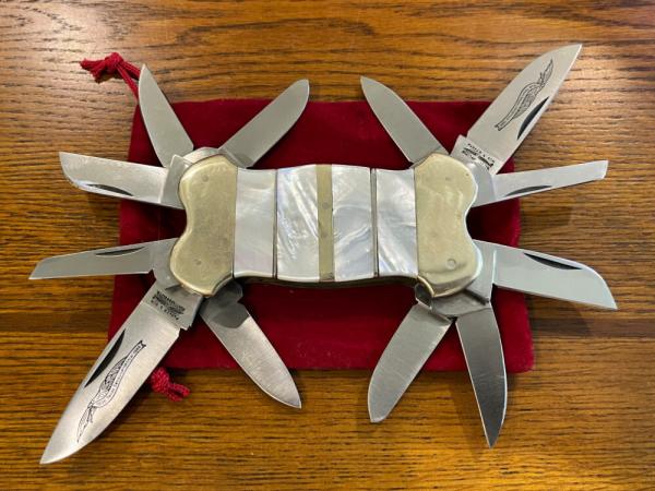 Parker & Son M-1431 Exibition 12-Blade Folding Knife w/Mother of Pearl Inlaid Handle Japan-- RARE!!! Parker & Son M-1431 Exibition 12-Blade Folding Knife w/Mother of Pearl Inlaid Handle Japan-- RARE!!!