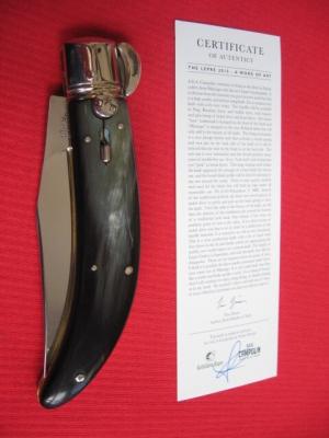 Quality Italian Unique Mechanism LEPRE Horn Knife Limited Edition 2015 MANIAGO ITALY w/Certificate