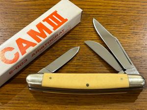 CAM III E-003 Aristocrat 3-Blade Stockman Folding Knife w/Micarta Scales Japan