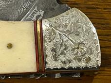 Custom Single Blade Damascus Folding Knife w/Inlaid Handle Custom Single Blade Damascus Folding Knife w/Inlaid Handle