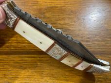 Custom Single Blade Damascus Folding Knife w/Inlaid Handle Custom Single Blade Damascus Folding Knife w/Inlaid Handle