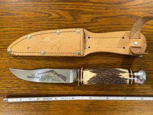 Parker Brothers 7 3/4" Clip Point Hunting Knife w/Stag Handle Germany